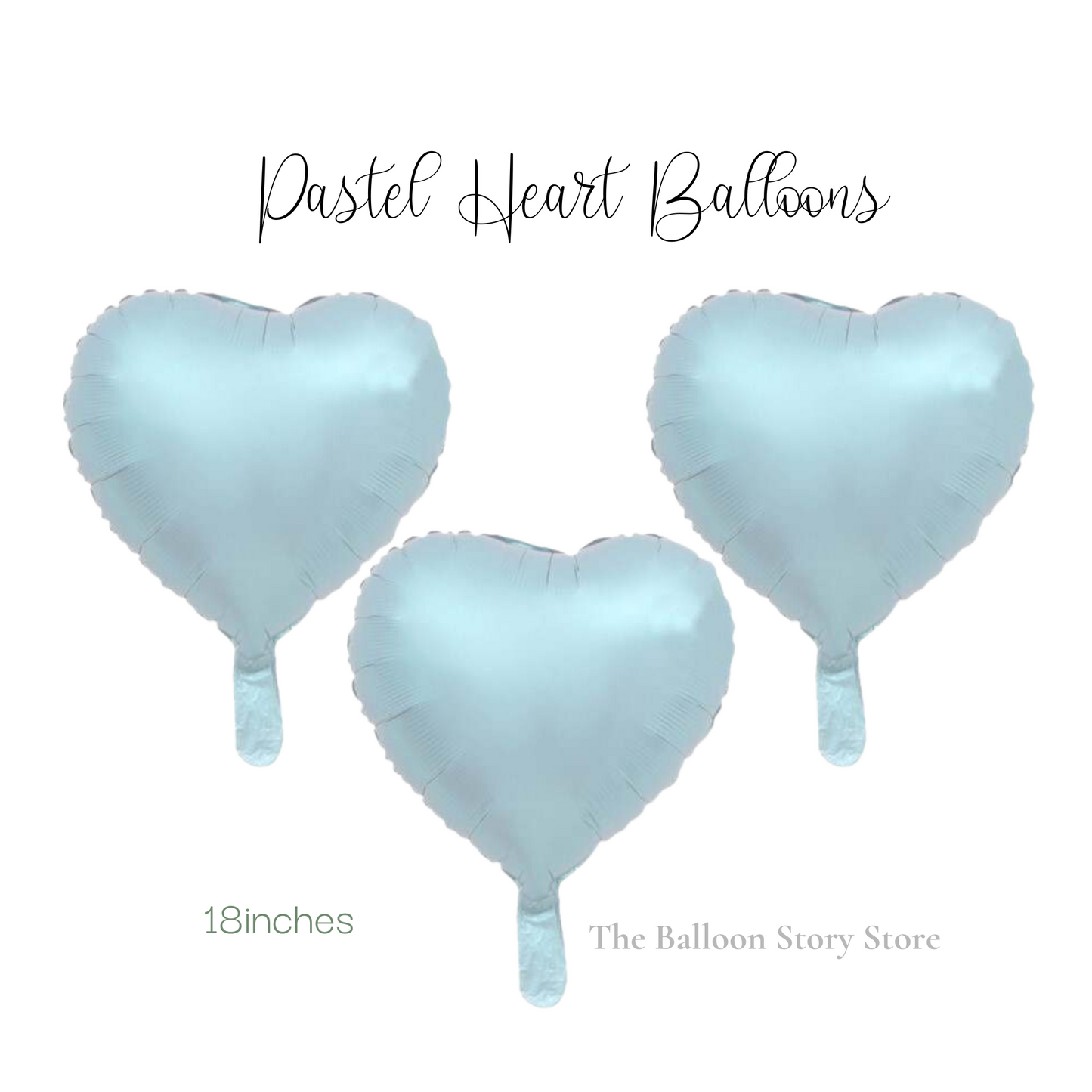 18" Pastel Heart Shaped Foil Balloon Pastel Pink, Pastel Blue and Pastel Green Balloon