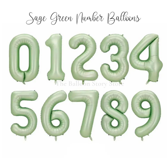 40" Sage Green Number Balloons