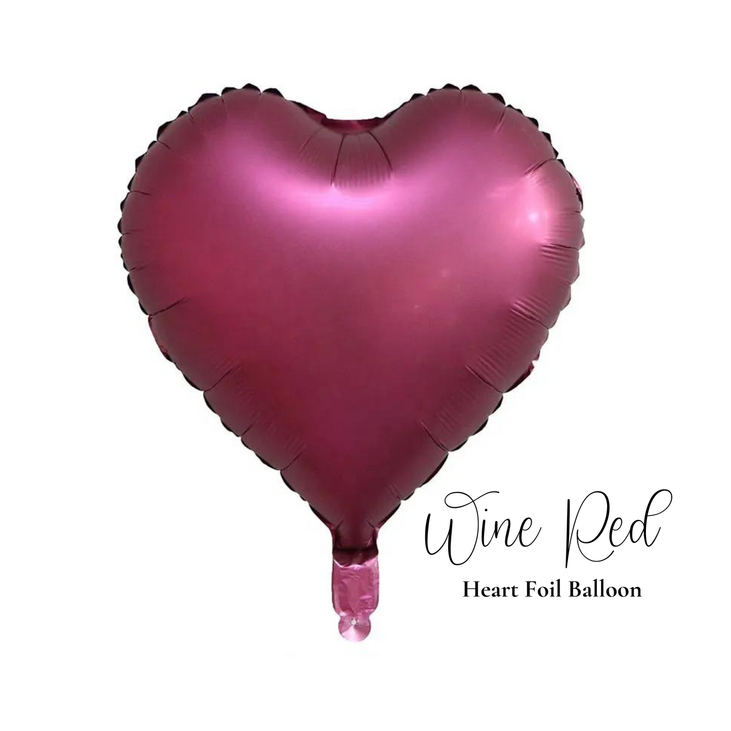 18" Wine Red Heart Shaped Foil Balloon , Maroon Balloon, Burgundy Balloon