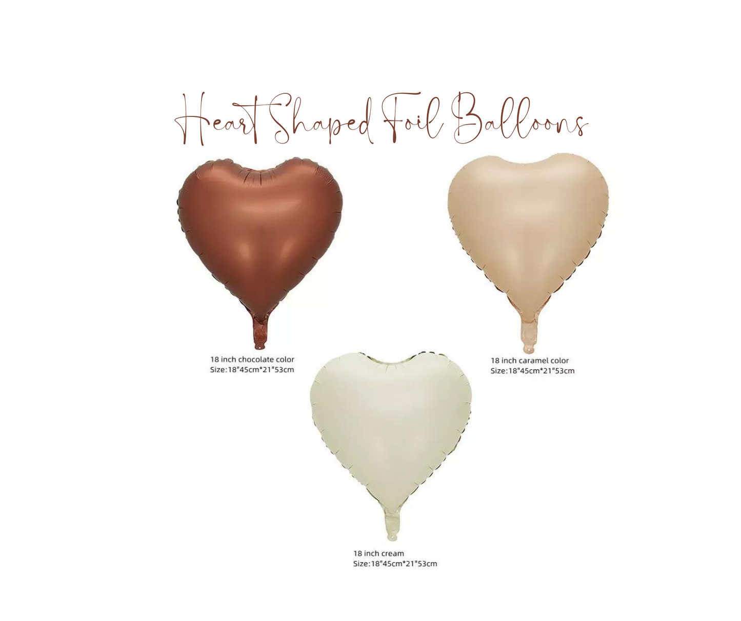 18" Neutral Heart Shaped Foil Balloon Cream Caramel and Chocolate