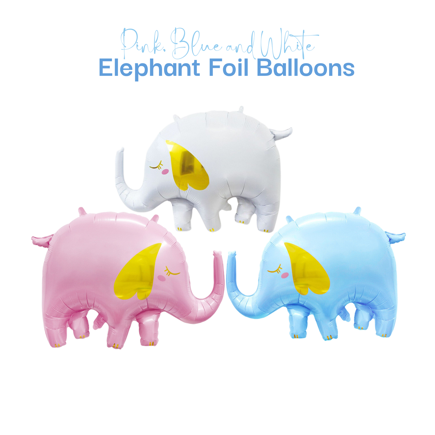 Blue White and Pink  Elephant Balloons