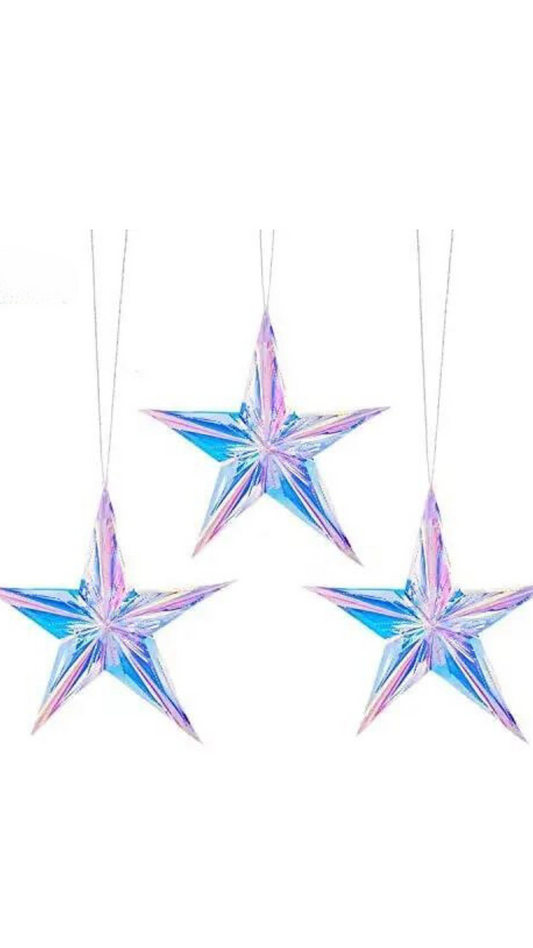 Iridescent Star Decoration Hanging Interchanging Colour Star Frozen Props Decor Star Lantern Christmas Ornament