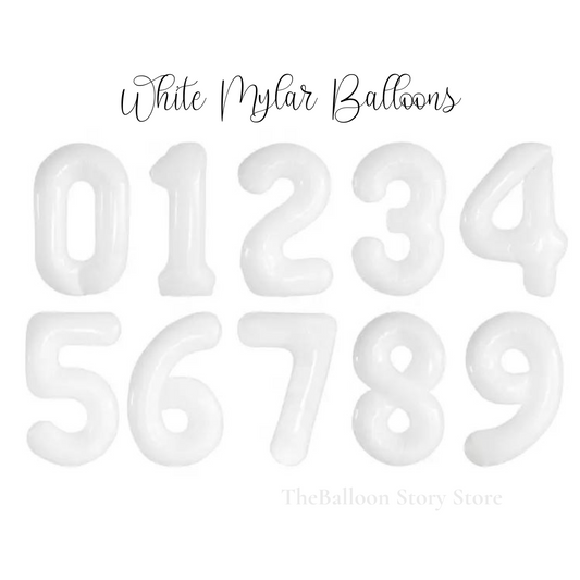 40" White  Mylar Number Balloon